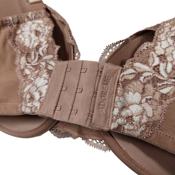 Adore Me Underwire Padded Lined Pushup Bra Beige Floral Lace Size 38DD - Picture 7 of 10